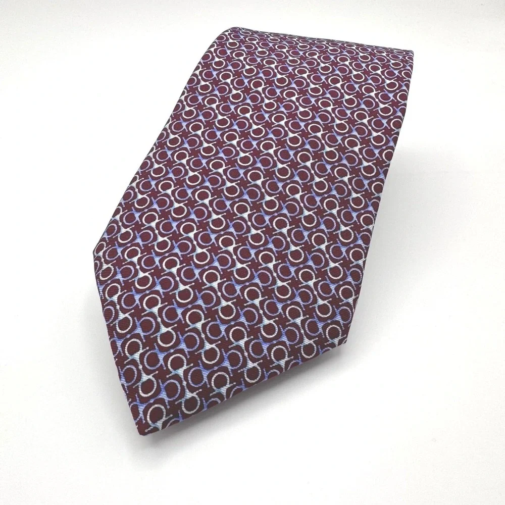 Brooks‎ Brothers Country Club Purple Horse Bit Geometric Pattern Silk Necktie